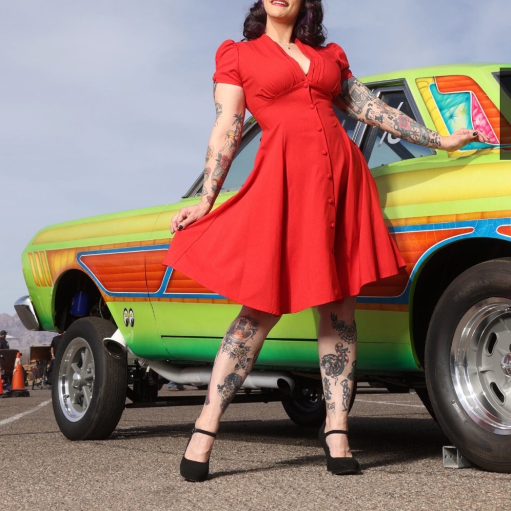 RARE- RED Heart of Haute Manhattan 1940 Dress Med